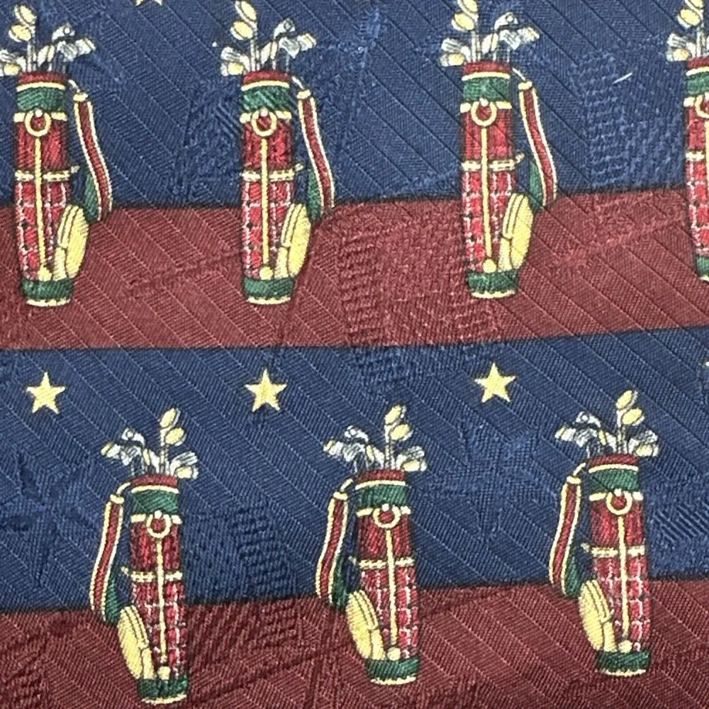 Tommy Hilfiger Golf Print Golfer Tie 100% Italian Silk NeckTie Men's‎ Dadcore